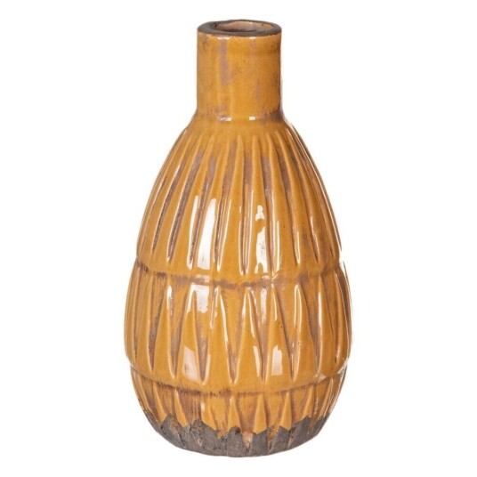 Bigbuy Home Vase 14 X 14 X 25,5 Cm Keramikk Sennep