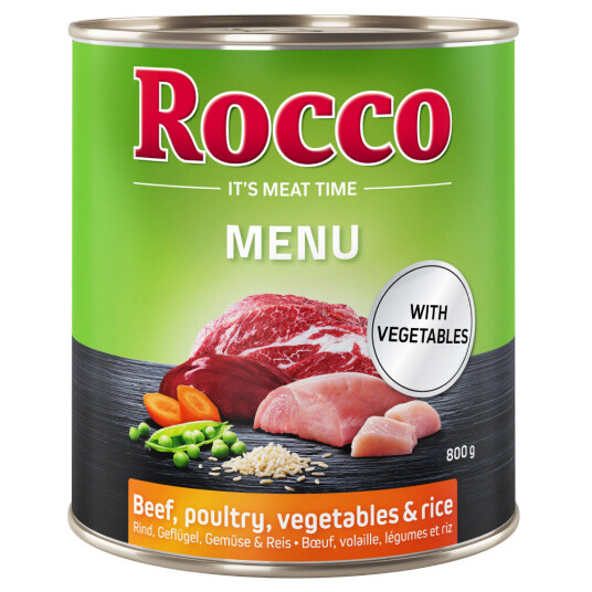 Rocco Meny 6 X 800 G Storfekjøtt & Fjærkre Med Ris Og Grønnsaker