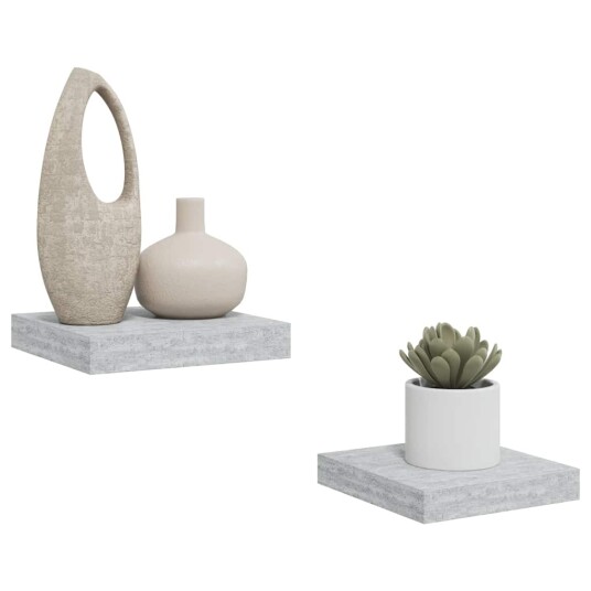 vidaXL Flytende vegghyller 2 stk betonggr? 23x23,5x3,8 cm MDF