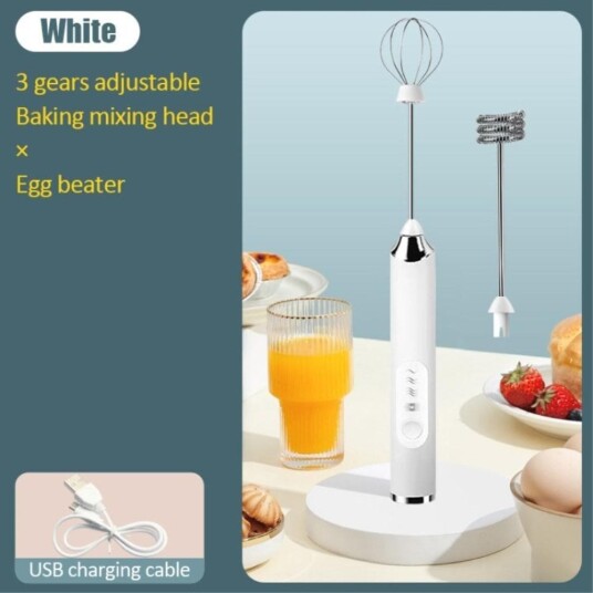 Melkeskummer Automatisk melkeskum Eggvisp Oppladbar hvit Melkeskummer Automatisk melkeskum Eggvisp Oppladbar hvit