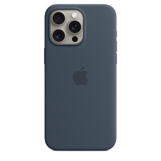 Apple - Baksidedeksel for mobiltelefon - MagSafe-samsvar - silikon - stormblå - for iPhone 15 Pro Max