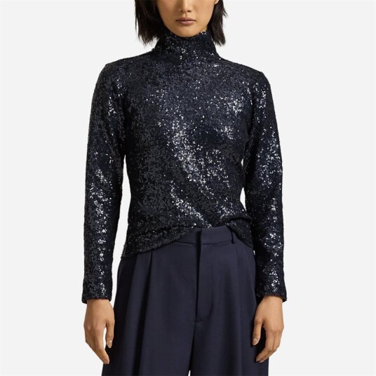 Ralph Lauren Sequined Mesh Turtleneck Deep Navy Ralph Lauren Sequined Mesh Turtleneck Deep Navy