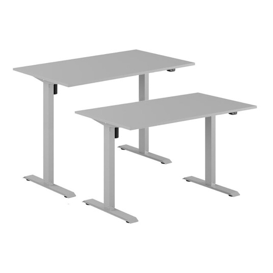Design Studio Høydejusterbart Elektrisk Skrivebord, Grå Stativ, Grå Bordplate, 8 Størrelser
