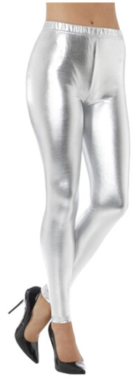 Smiffys 80-talls Metallic Disco Leggings Sølv - Large Smiffys 80-talls Metallic Disco Leggings Sølv - Large