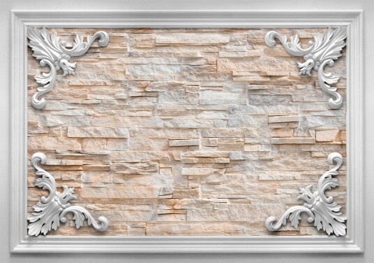 Fototapet Brick In The Frame Orange 300x210 - Finnes i flere størrelser