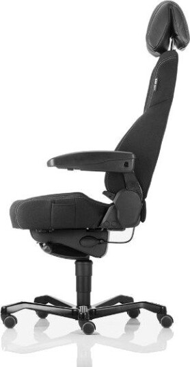 Kontorstol Kab Seating K4 Premium, White-Line Sort Tekstil Fighter Inkl. Armlæn Og Nakkestøtte I Sort Skind