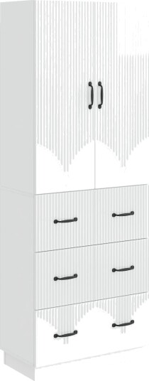 vidaXL Skapsett 2 pcs Høgglans hvit 66 x 34,5 x 87 cm Konstruert tre
