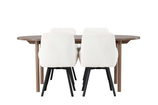 Venture Design Andy & Rosie spisegruppe Beige/natur 4 stoler & bord 180 x 90 cm