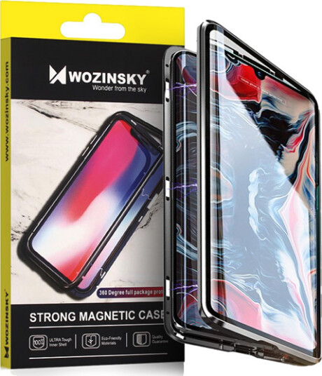 Wozinsky Full Magnetic Case Magnetic Case 360 Cover Front and Back with Built in Glass Samsung Galaxy A72 4G Black and Clear