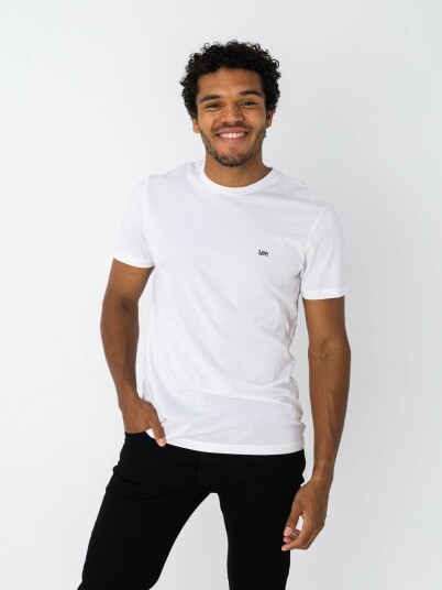 Lee Short Sleeve Patch Logo Tee Hvit XXL