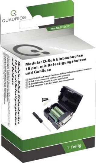 Quadrios 2010C251 D-Sub Hunnkontakt 15-Pins Skruer 1 Sett