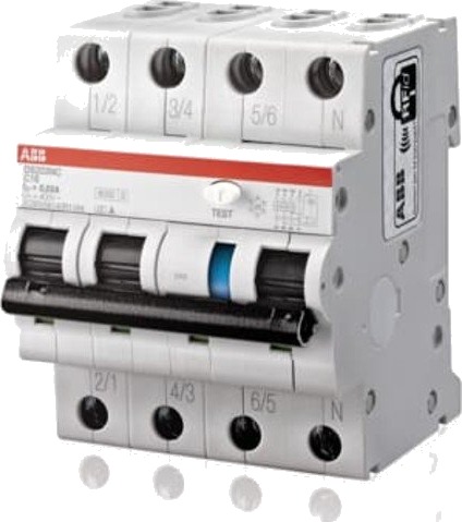 Abb Kombinasjonsbryter HPFI DS203NC C 6A, 30mA, APR30, 3P+N Abb Kombinasjonsbryter HPFI DS203NC C 6A, 30mA, APR30, 3P+N