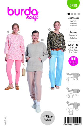 Burda 5788 - Genser EUR: 34-48 US: 8-22 Burda 5788 - Genser EUR: 34-48 US: 8-22