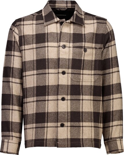 Lindbergh Check Overshirt L/S - DK BROWN - S