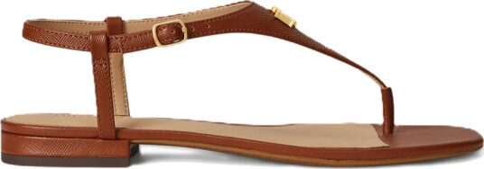Lauren Ralph Lauren Everley Ii Crosshatch Leather Sandal Brown 36