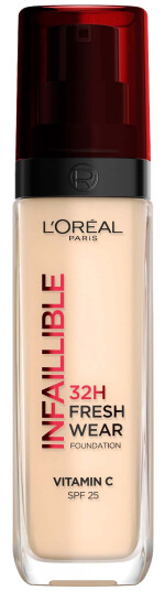 L'Oréal Paris Infaillible 32H Foundation 15 Porcelaine med SPF 25 og Fuktighetsgivende Formel, 30 ml