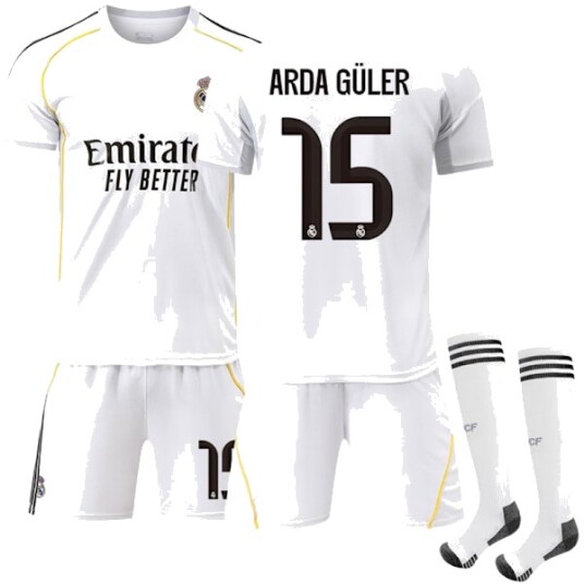 2025 2026 Real Madrid Hjemme Barn Voksen Fotballtrøye Nr. 15 Arda Güler