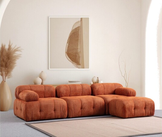 Belgin Sofa med Sjeselong 3 seter Oransje