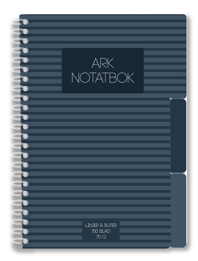 Notatbok ARK A5 3 index 150 bl mørk blå