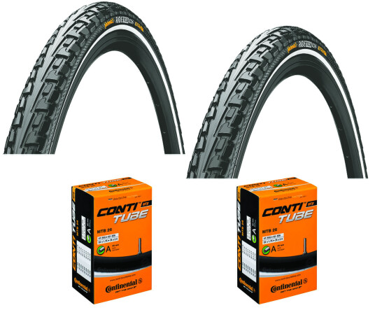 2 Dekk + 2 Slanger Continental Ride Tour 26 x 1.75 (47-559) med Refleks bil ventil