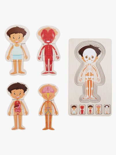 Barbo Toys Wooden Layer Body Puzzle - Boy - Brown - ONE SIZE