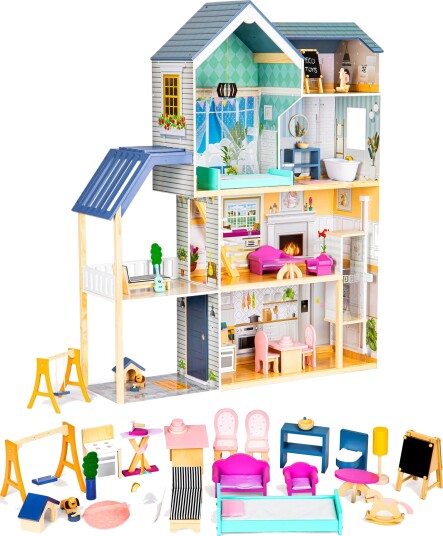 Stor dukkehus i tre 138 cm Residence Maya 28 deler ECOTOYS