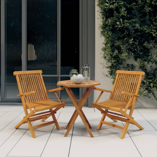 vidaXL Hagespisestuesett 3 deler heltre teak