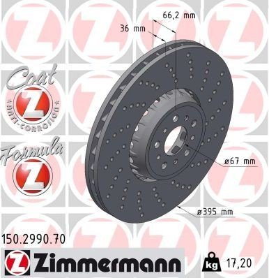 Bremseskive ZIMMERMANN 150.2990.70