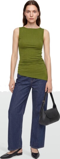 Gina Tricot Asymmetric Knitted Top Green S