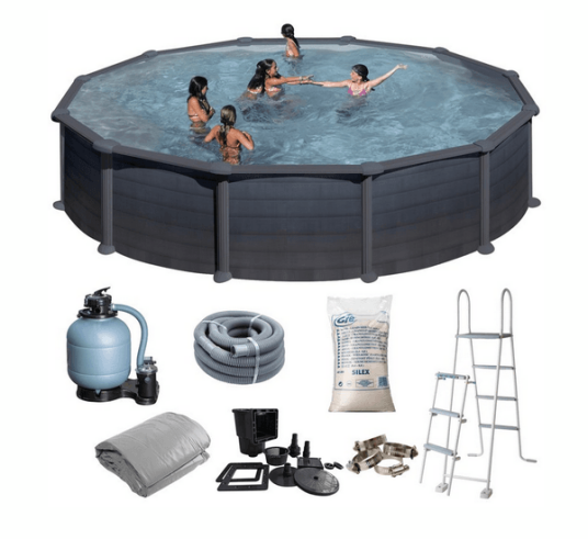 Swim & Fun rundt basseng basic sort grafitt Ø550 x 132 cm KITPR558GF