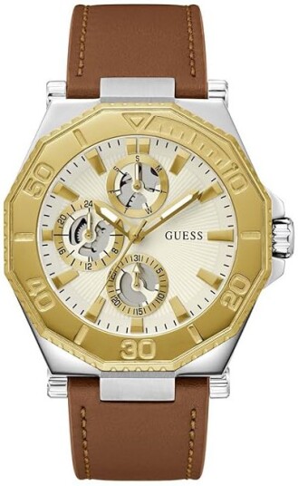 Guess Herreklokke GW0704G1 Prime Sølvfarget/Lær Ø46.2 mm