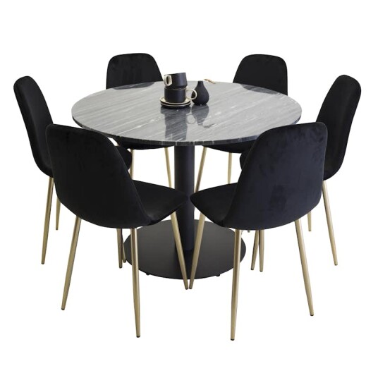 Venture Home Spisegruppe Venture Home Estelle Sort med 6 Pobbie Stoler GR608