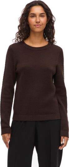 Vila Vidalo O Neck L/S Knit Top Noos Brown XS
