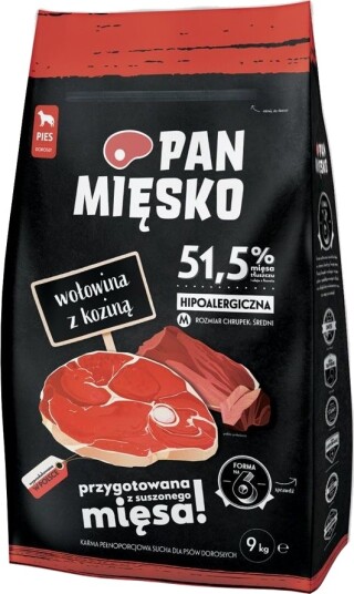 Pan Miesko Voksen Hundemat Wolowina Z Kozina Tyggepinner Snor Kibbles M 20 kg