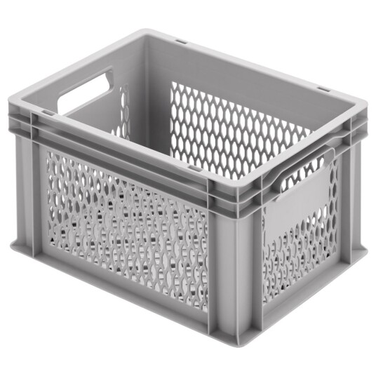 Ringoplast Stablebar boks perforert bunn og sider; 40x30x24 cm LxBxH; Grå