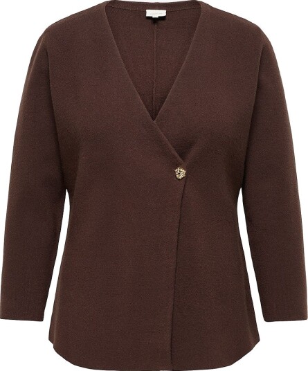 Only Carmakoma - Kardigan Caribi Ls Full V-Neck Cardi Knt - Brun