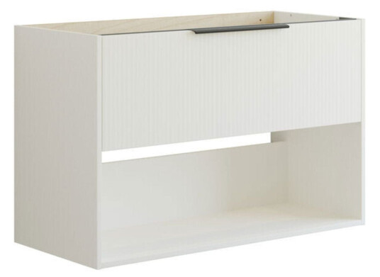 Dansani Mido+ Classic Stripet Servantskap Med Skuff og Åpent rom Hvit Matt / 100cm Dansani Mido+ Classic Stripet Servantskap Med Skuff og Åpent rom Hvit Matt / 100cm