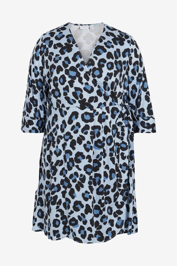 Evoked Vila   Omslagskjole viCorba Leo 3/4 Wrap Short Dress Curve   Blå