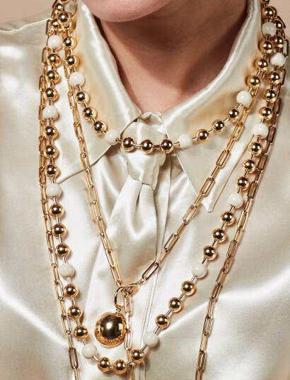 Bud to rose Eclipse Long Necklace Black/Gold   Gold   ONE SIZE