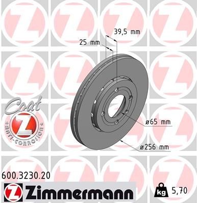 Bremseskive ZIMMERMANN 600.3230.20 Bremseskive ZIMMERMANN 600.3230.20