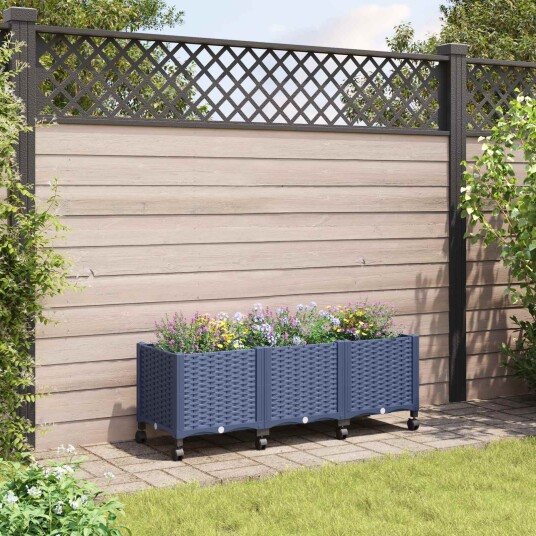 vidaXL Hagekrukke med hjul Blågrå 120 x 40 x 48 cm PP