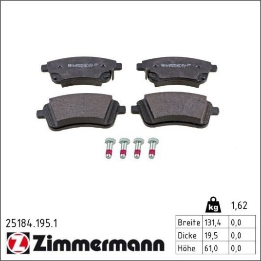 Bremseklosser ZIMMERMANN 25184.195.1 Bremseklosser ZIMMERMANN 25184.195.1