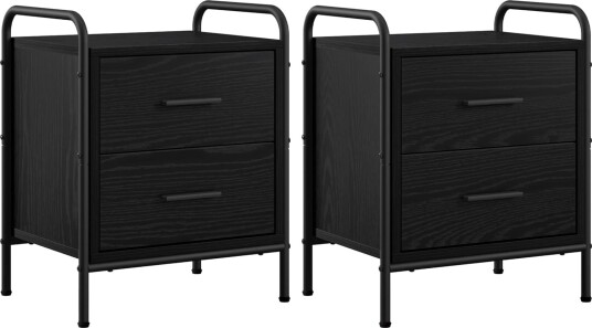 vidaXL Nattbordskap 2 stk. Svart eik 40 x 30 x 50 cm Konstruert tre