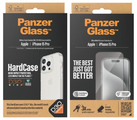 PanzerGlass iPhone 15 Pro Hardcase med D3O Transparent - Miljøvennlig Design