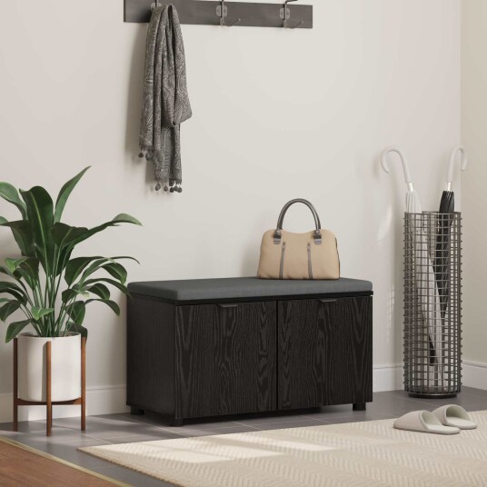 vidaXL Gangbenk Svart Eik 80 x 38 x 46 cm Konstruert treverk og stoff