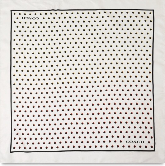 Coach Accessories Apple Dot Printed Silk Bandana   CHALK   One Size