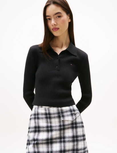 Tommy Jeans Tjw Essential Polo Ls Sweater - Navy - M Tommy Jeans Tjw Essential Polo Ls Sweater - Navy - M