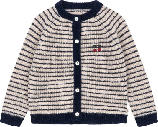 Konges Sløjd Cardigan   Ull   Bygg   Navy Stripe   Konges Sløjd   2 år (92)   Cardigan Hvit Marineblå