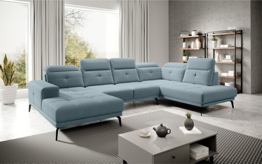 Devender Sofa m. Divan og Sjeselong Lyseblå