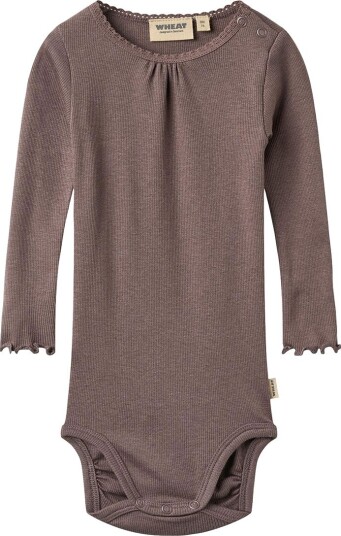 Wheat Body I/e - Rib - Lotta - Plum Trøffel - Wheat - 62 - Langermet Body Brun Lilla